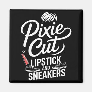 Íman Corte pixie batom e tênis estilo de cabelo curto P