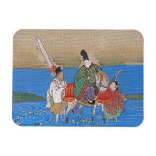 Íman Cortesão masculino a cavalo que cruza o rio (1839