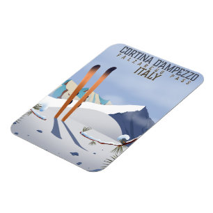 Íman Cortina d'Ampezzo Itália Ski poster Art Impressã