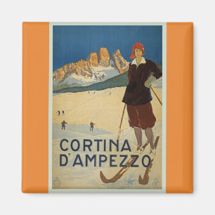 Íman Cortina D'Ampezzo Vintage Poster Magnet