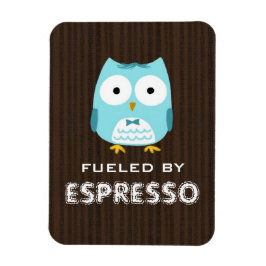 Íman Coruja Azul Energizada por Espresso (Texto Persona