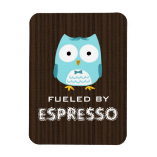 Íman Coruja Azul Energizada por Espresso (Texto Persona
