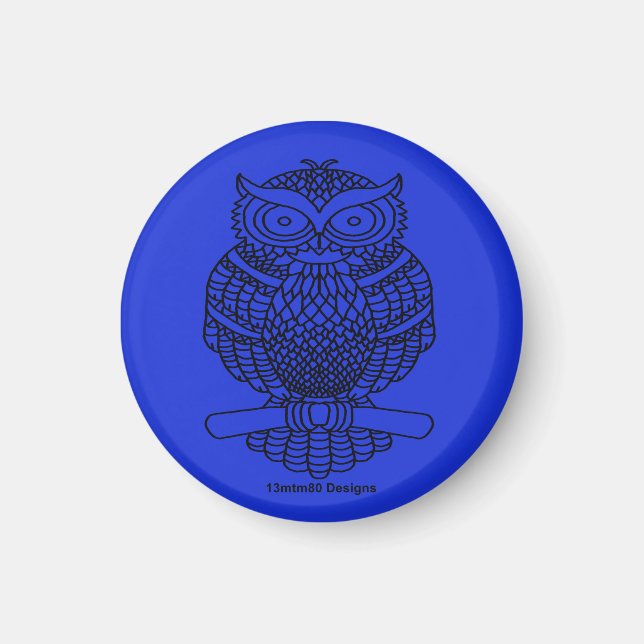 Íman Coruja (azul escuro) - Ímã (Frente)