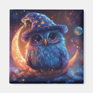 Íman Coruja Bonita na Lua: Arte de Fantasia Mágica