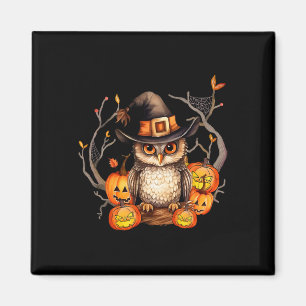 Íman Coruja Bruxa de Chapéu Pumpkin Spooky Homens de Ha