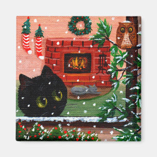 Íman Coruja Creationarts do gato do Natal