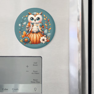 Íman Coruja de Patchwork em Abóbora — Cottagecore Outon