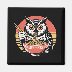 Íman Coruja Escorregando Ramen Japonês Estilo Ukiyo-e V