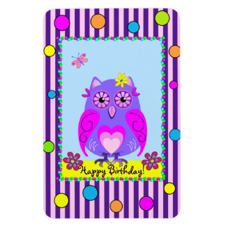 Íman Coruja Feliz Aniversário Texto Fotográfico Magnet