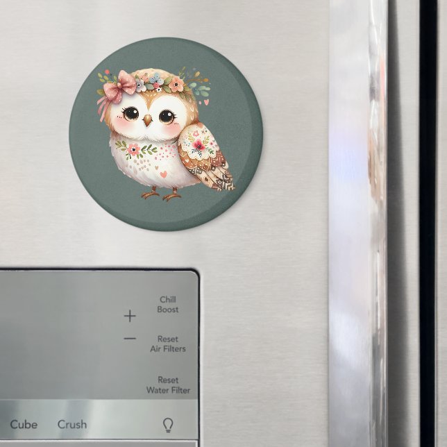 Íman Coruja Floral Fofa com Laço (In Situ (Fridge))