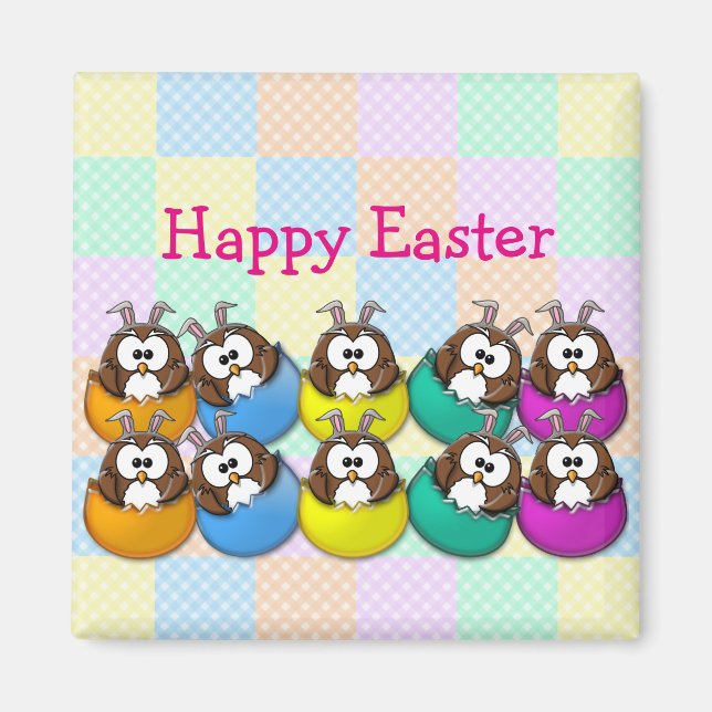 Íman Coruja-páscoa - arco-íris (Frente)