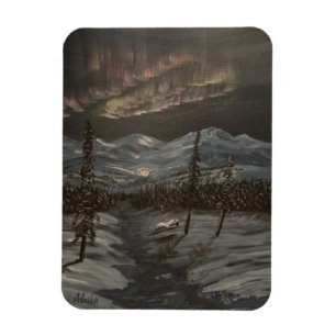 Íman Corujas nevado e aurora boreal