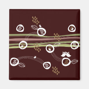 Íman Corujas Retro Familiares Bonitas Stripes Quimética