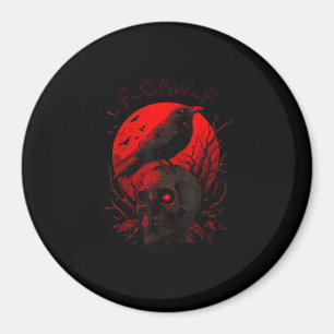 Íman Corvo F-Caw-F Engraçado Pássaro Lua Vermelha Gótic