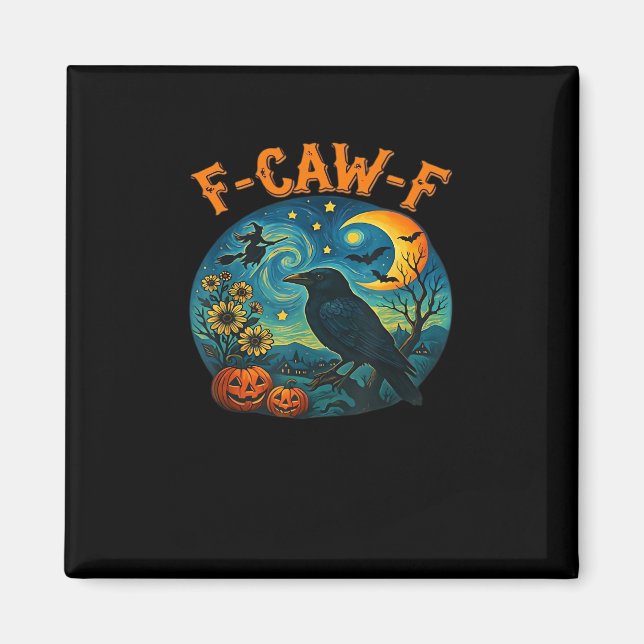 Íman Corvo F-Caw-F Engraçado Xadrez Gótico de Halloween (Frente)