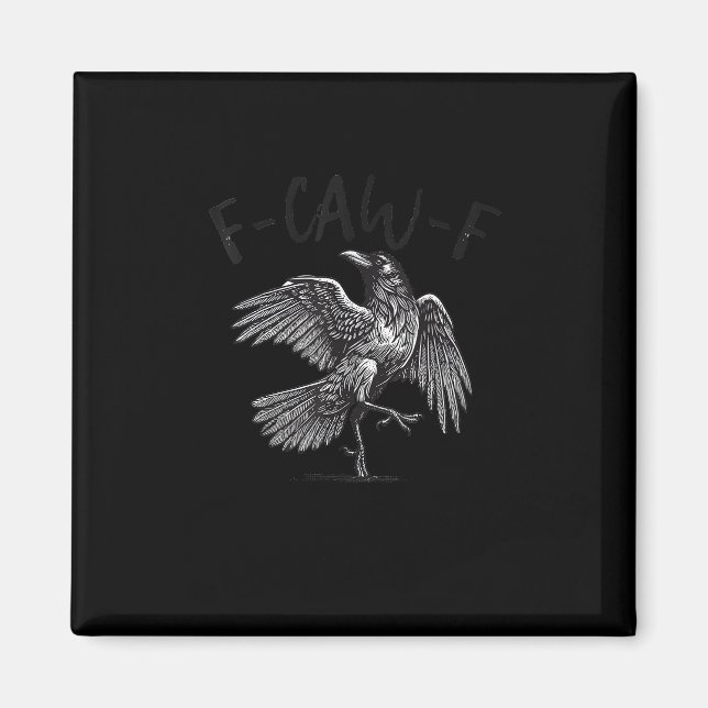 Íman Corvo, F-Caw-F Pássaro Engraçado Gráfico Retro (Frente)