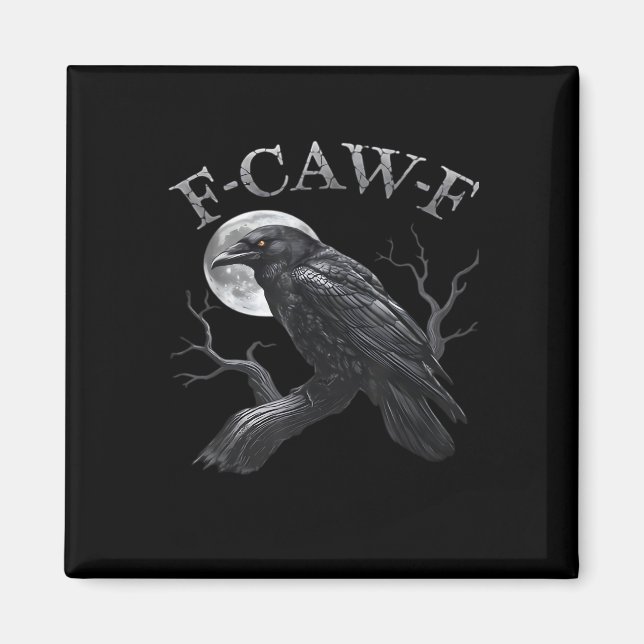 Íman Corvo F-Caw-F Pássaro Engraçado Lua Clássico Retrô (Frente)