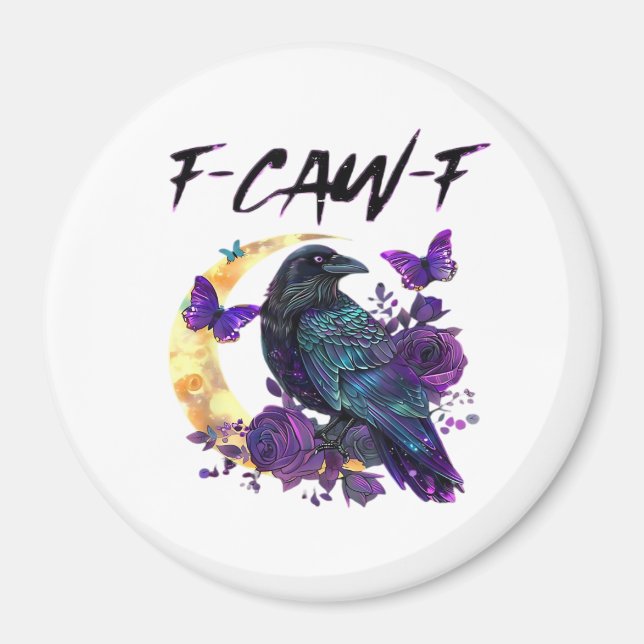 Íman Corvo F Caw F Pássaro Engraçado Lua Design Gótico (Frente)