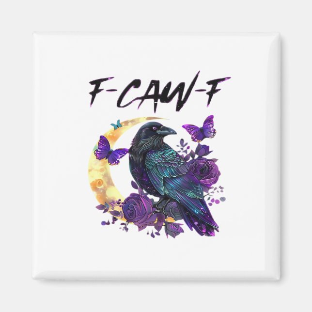 Íman Corvo F Caw F Pássaro Engraçado Lua Design Gótico (Frente)