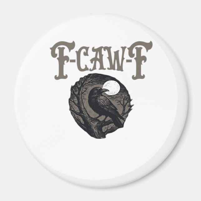 Íman Corvo, F-Caw-F Pássaro Engraçado Lua Gráfico Retro (Frente)