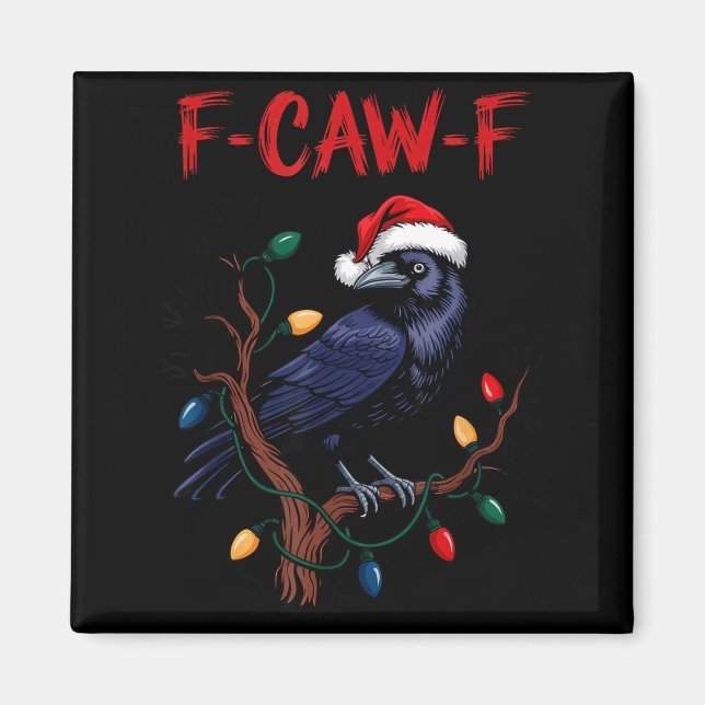 Íman Corvo Preto, F-caw-f Meme Pássaro Preto Com Chapéu (Frente)