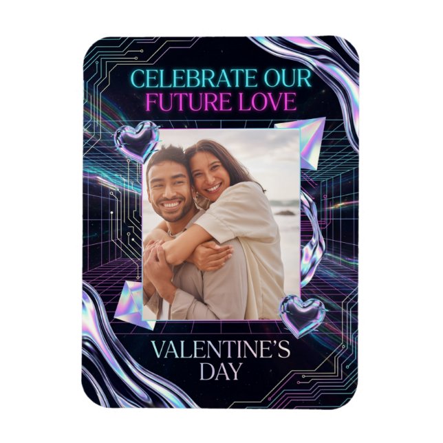 Íman Cosmic Romance Digital Love Valentine's Card (Vertical)
