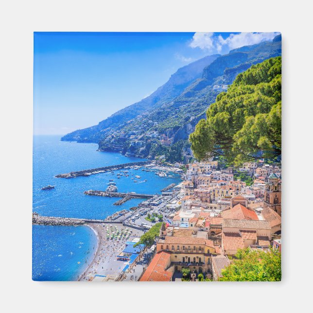 Íman Costa Amalfi, Itália. Vista da cidade de Amalfi. (Frente)
