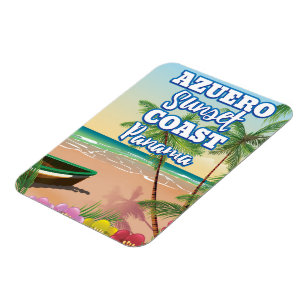 Íman Costa do pôr do sol de Azuero Panamá poster de via