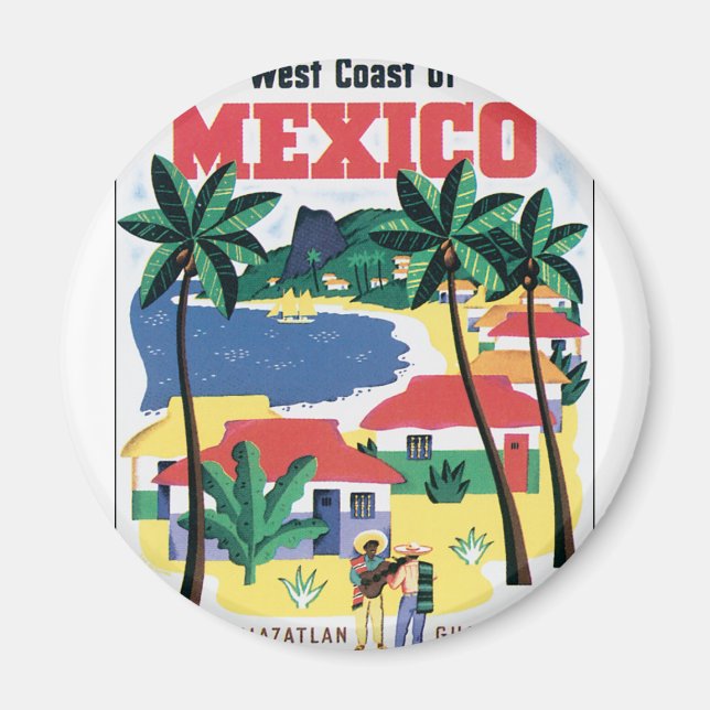 Íman Costa Oeste do México Gráfico Colorido (Frente)