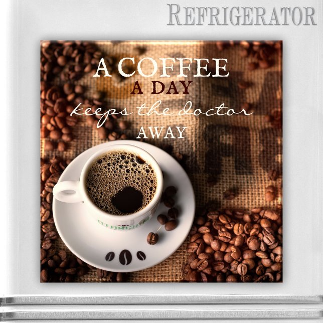 Íman Cota do Café (Magnet featuring a coffee themed design. A lovely gift for any coffee lover. Add your own quote)