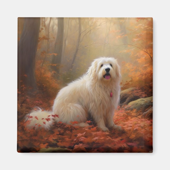 Íman Coton De Tulear nas Folhas de Outono Caem Inspiram (Frente)
