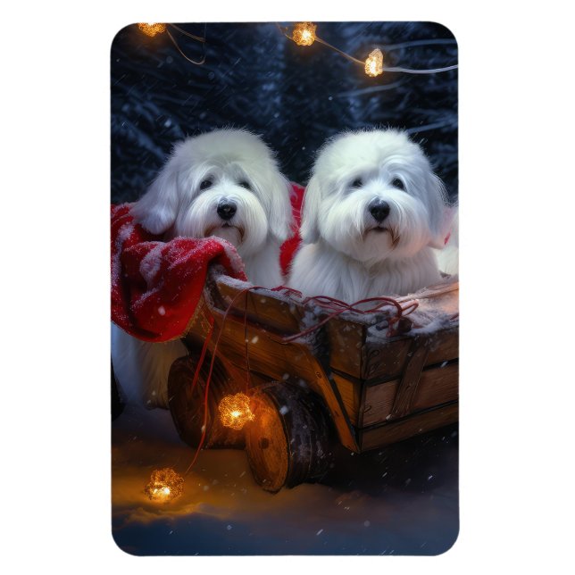 Íman Coton De Tulear Snowy Sleigh Decência De Natal (Vertical)