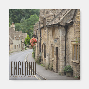 Íman Cottages em Castle Combe, ímã de texto na Inglater