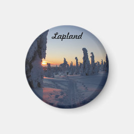 Íman Couché de soleil sur la forêt enneigé de Laponie