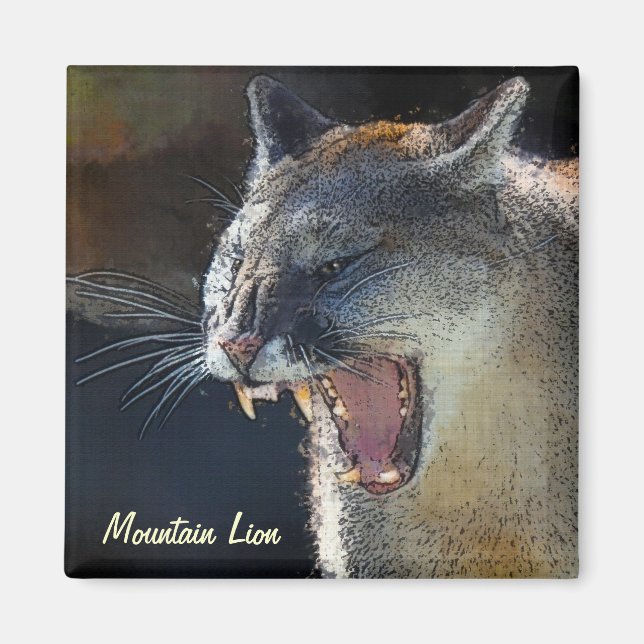 Íman Cougar Mountain Lion Big Cat Art Magnet (Frente)