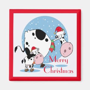 Íman Country Christmas Cows With Santa Hats