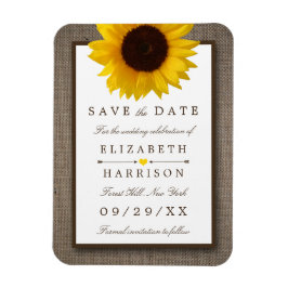 Íman Country Rustic Sunflower Em Burlap Salvar Data