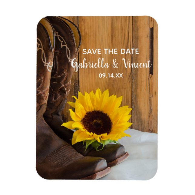 Íman Country Sunflower Western Weding Save the Date (Vertical)