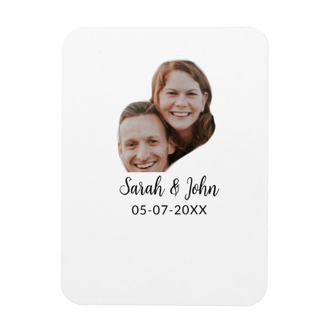Íman Couple face photo add name date simple wedding  (Vertical)