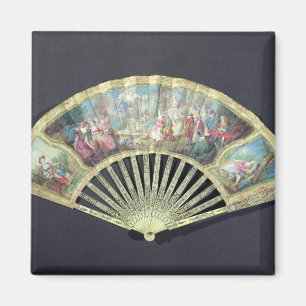 Íman Court Fan, French, século XVIII (marfim e c/c)