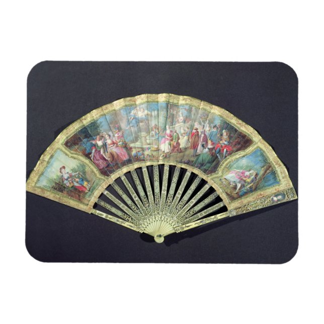 Íman Court Fan, French, século XVIII (marfim e c/c) (Horizontal)