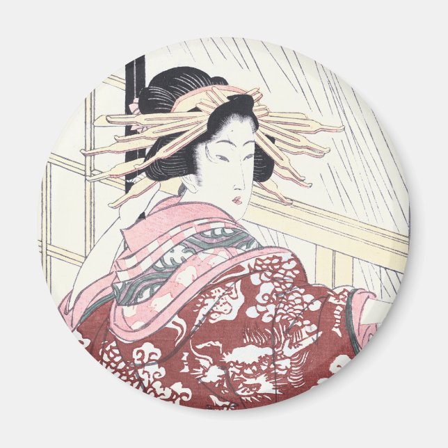 Íman Courtesan de Ukiyo-e do japonês com ornamento do (Frente)