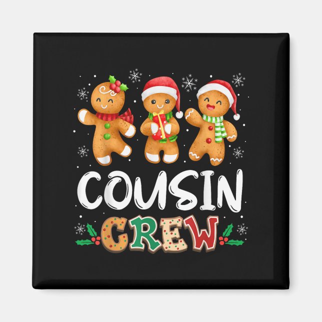 Íman Cousin Crew Christmas Pajama Shirt Gingerbread Man (Frente)