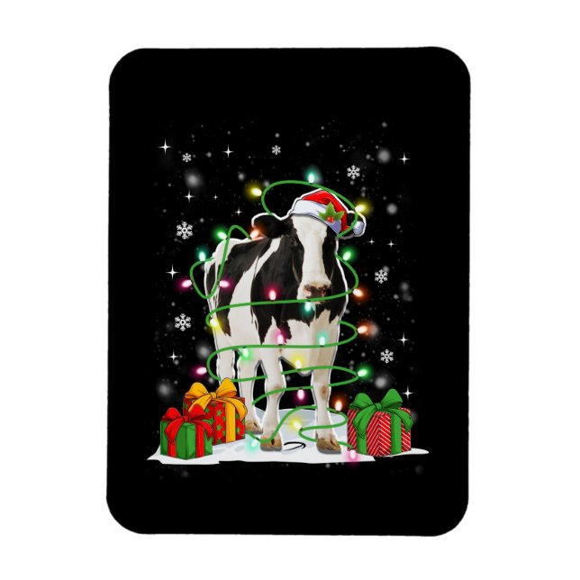 Íman Cow Reindeer Hata Papais noeis De Natal Luzes Engr (Vertical)