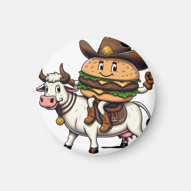 Íman Cow Riding Hamburger (Frente)