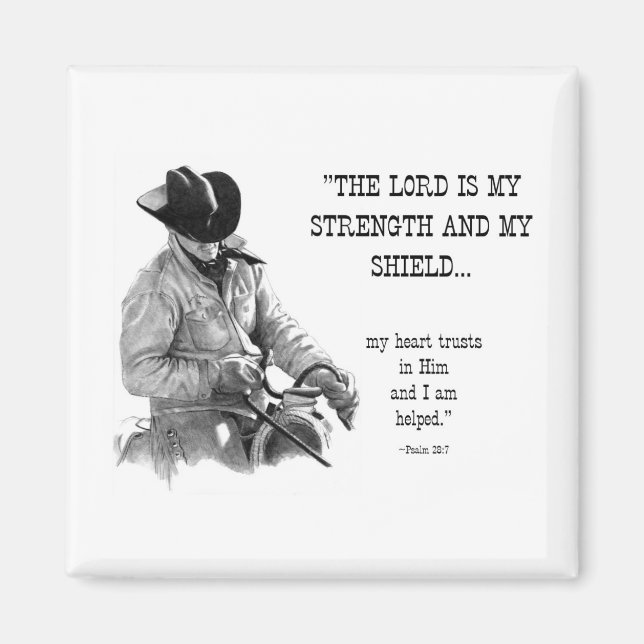 ÍMAN COWBOY: BÍBLIA: STRENTGH, CABEÇA: REALISMO DO LÁPI (Frente)
