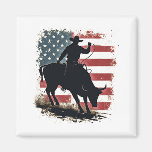 Íman Cowboy Bull Rider Patriota Americana Bandeira Cowb