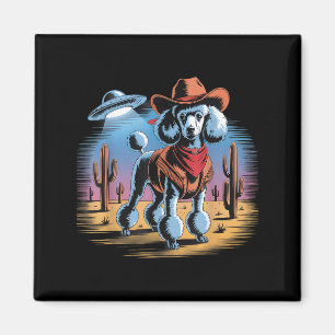 Íman Cowboy Engraçado Poodle Ufo Desert Cena Sunset