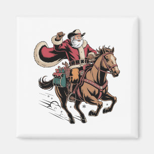 Íman Cowboy Papai Noel Andando Um Natal De Cavalo