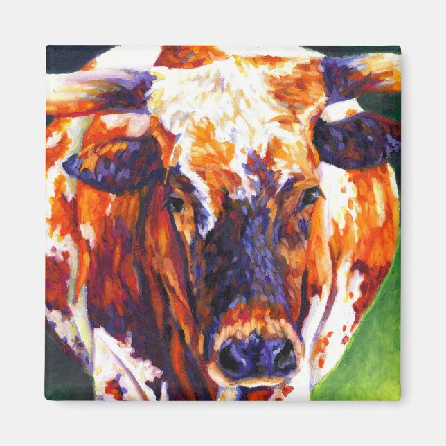 Íman Cowgirl - Longhorn Cow Magnet (Frente)